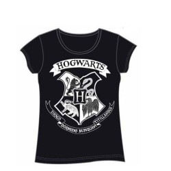 Camiseta Chica Hogwarts Negra Harry Potter