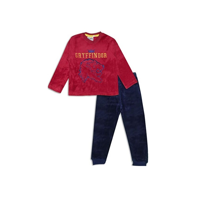 Pijama Largo Coralina Niño Rojo y Azul Gryffindor Harry Potter