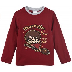 Pijama Largo Niño Rojo y Gris Harry Potter (Brilla en la oscuridad)