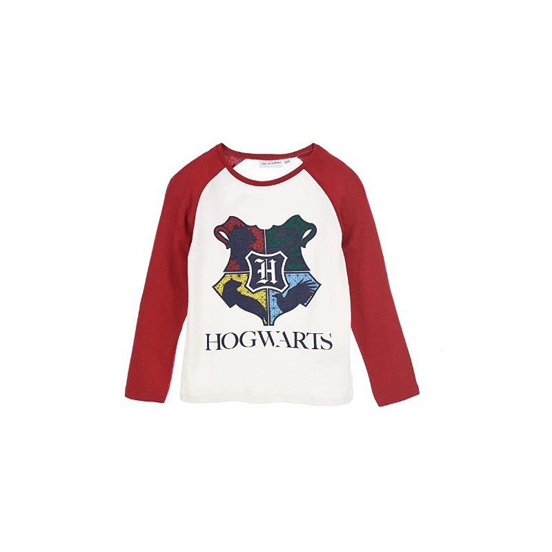 Camiseta Manga Larga Niño Blanca y Roja Hogwarts Harry Potter