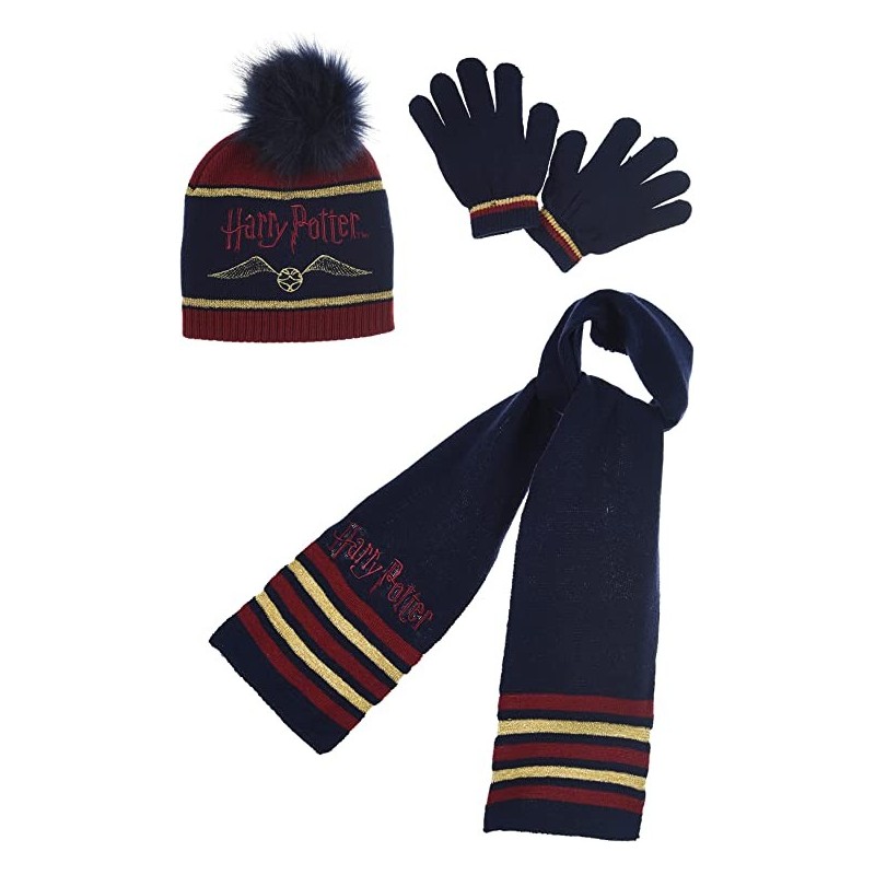 Pack Guantes + Gorro + Bufanda Azul Harry Potter