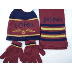 Pack Guantes + Gorro + Bufanda Burdeos Harry Potter