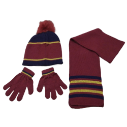 Pack Guantes + Gorro + Bufanda Burdeos Harry Potter