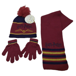 Pack Niño Guantes + Gorro + Bufanda Burdeos Harry Potter