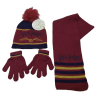 Pack Niño Guantes + Gorro + Bufanda Burdeos Harry Potter