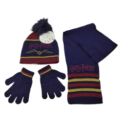 Pack Guantes + Gorro + Bufanda Azul Harry Potter